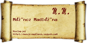 Müncz Madléna névjegykártya